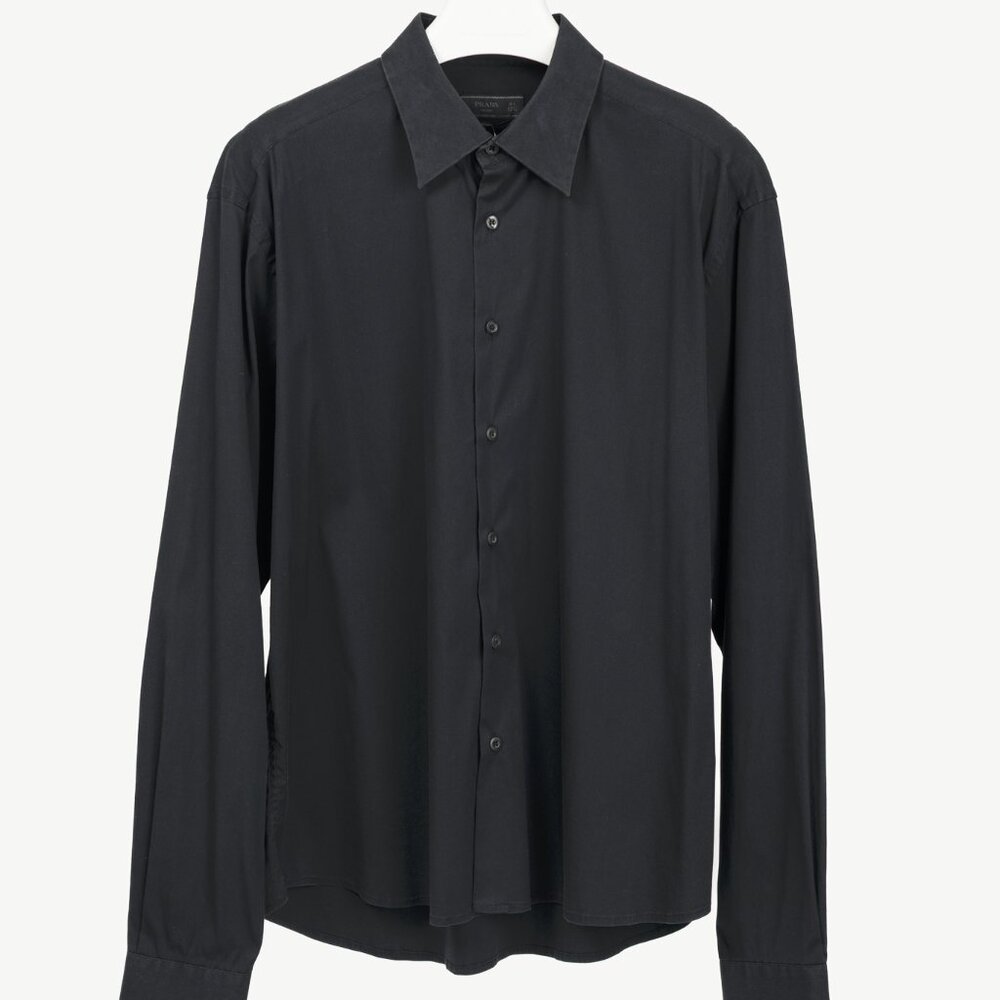 Prada Black Cotton-Poplin Buttoned Shirt